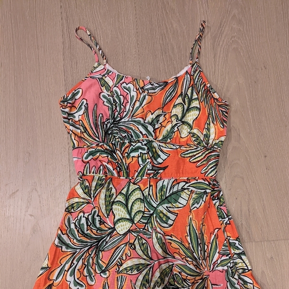 Tropical Print Dress in Orange and Pink - Picture 6 of 6